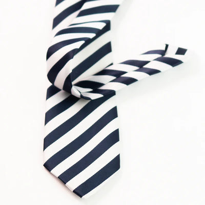 Blue & White Striped Tie with Pocket Square - Pak flow