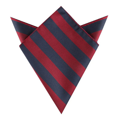 Burgundy & Navy Blue Stripes Tie with Pocket Square - Pak flow