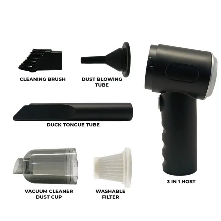 3 In 1 Portable Vacuum Cleaner Duster Blower | Air Pump Wireless Hand-held Cleaning For Car Home - Pak flow