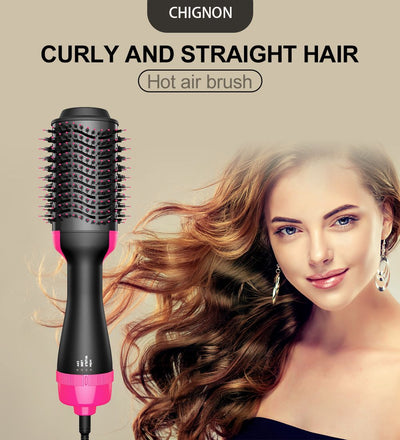 Hot Air Brush Multi-Function Hair Dryer Straightener Curler Comb One Step Professional Salon Hair