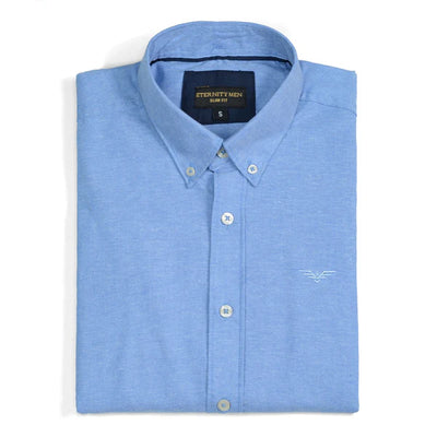 Denim Blue Logo Embroidered Oxford Shirt | Large | Extra Large - Pak flow