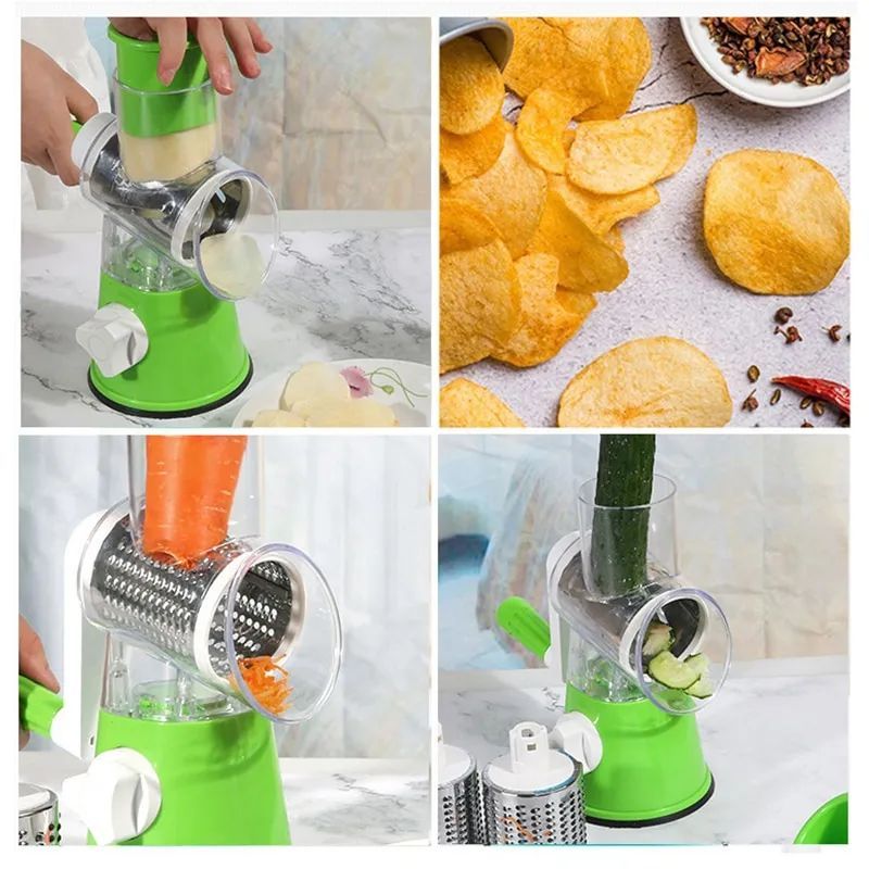 Multi-Functional Tabletop Drum Grater I Manual Vegetable Cutter Slicer & Grater | Chopper - Pak flow