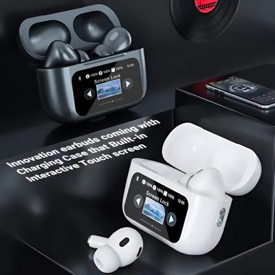 White A9 Pro ANC AirPods with Screen | Bluetooth 5.4 - Pak flow