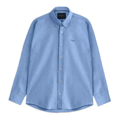 Denim Blue Logo Embroidered Oxford Shirt | Large | Extra Large - Pak flow