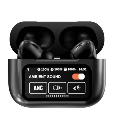 Black A9 Pro ANC AirPods with Screen | Bluetooth 5.4 - Pak flow