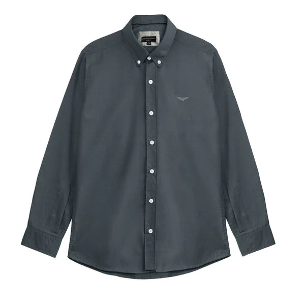 Charcoal Grey Logo Embroidered Oxford Shirt | Medium | Large | Extra Large - Pak flow