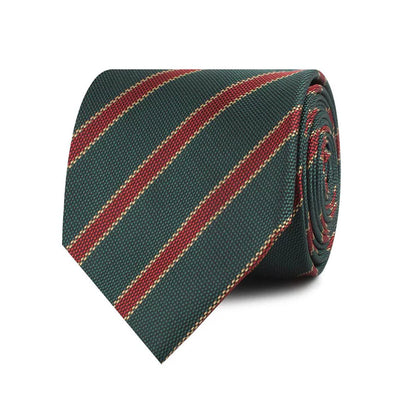 Canterbury Green with Royal Red Stripes Necktie and Pocket Square - Pak flow