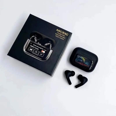 Black A9 Pro ANC AirPods with Screen | Bluetooth 5.4 - Pak flow