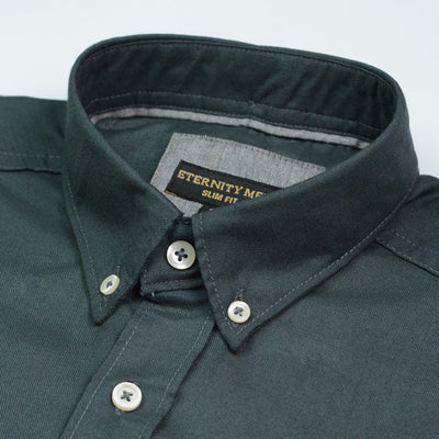 Charcoal Grey Logo Embroidered Oxford Shirt | Medium | Large | Extra Large - Pak flow