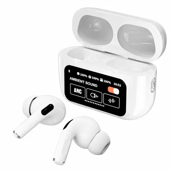 White A9 Pro ANC AirPods with Screen | Bluetooth 5.4 - Pak flow