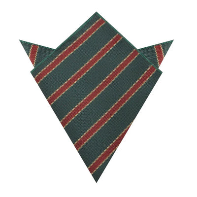 Canterbury Green with Royal Red Stripes Necktie and Pocket Square - Pak flow