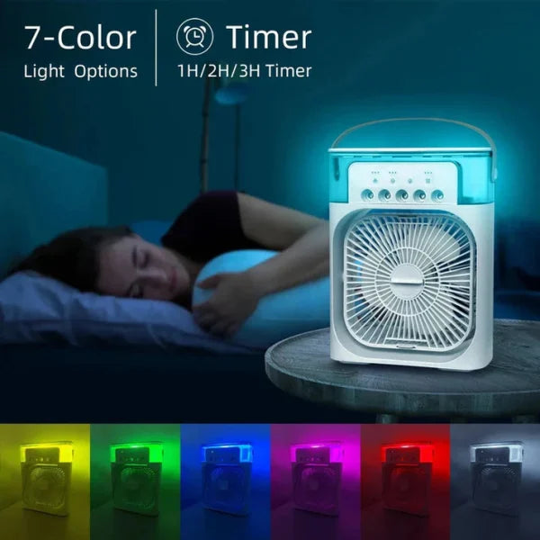 Portable Air Conditioner Fan | Usb Electric Fan With Led Night Light, Fine Mist Water, And Humidifier Function | Led Night Light Water Mist | Random Color - Pak flow