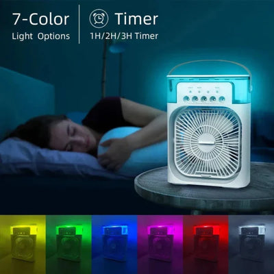 Portable Air Conditioner Fan | Usb Electric Fan With Led Night Light, Fine Mist Water, And Humidifier Function | Led Night Light Water Mist | Random Color - Pak flow