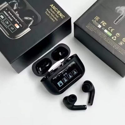 Black A9 Pro ANC AirPods with Screen | Bluetooth 5.4 - Pak flow