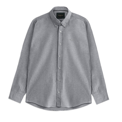 Smoke Grey Logo Embroidered Oxford Shirt | Medium | Large | Extra Large - Pak flow